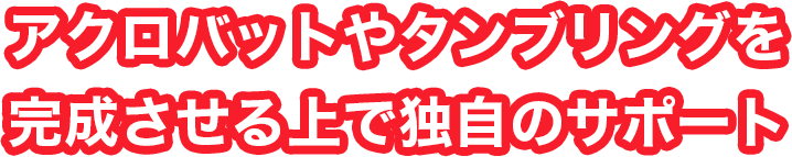 アクロバットやタンブリングを完成させる上で独自のサポート